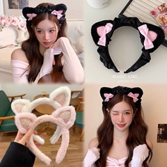 かわいい立体ぬいぐるみ猫耳カチューシャ女の子猫リボンカチューシャ洗顔ヘアピンヘアアクセサリー