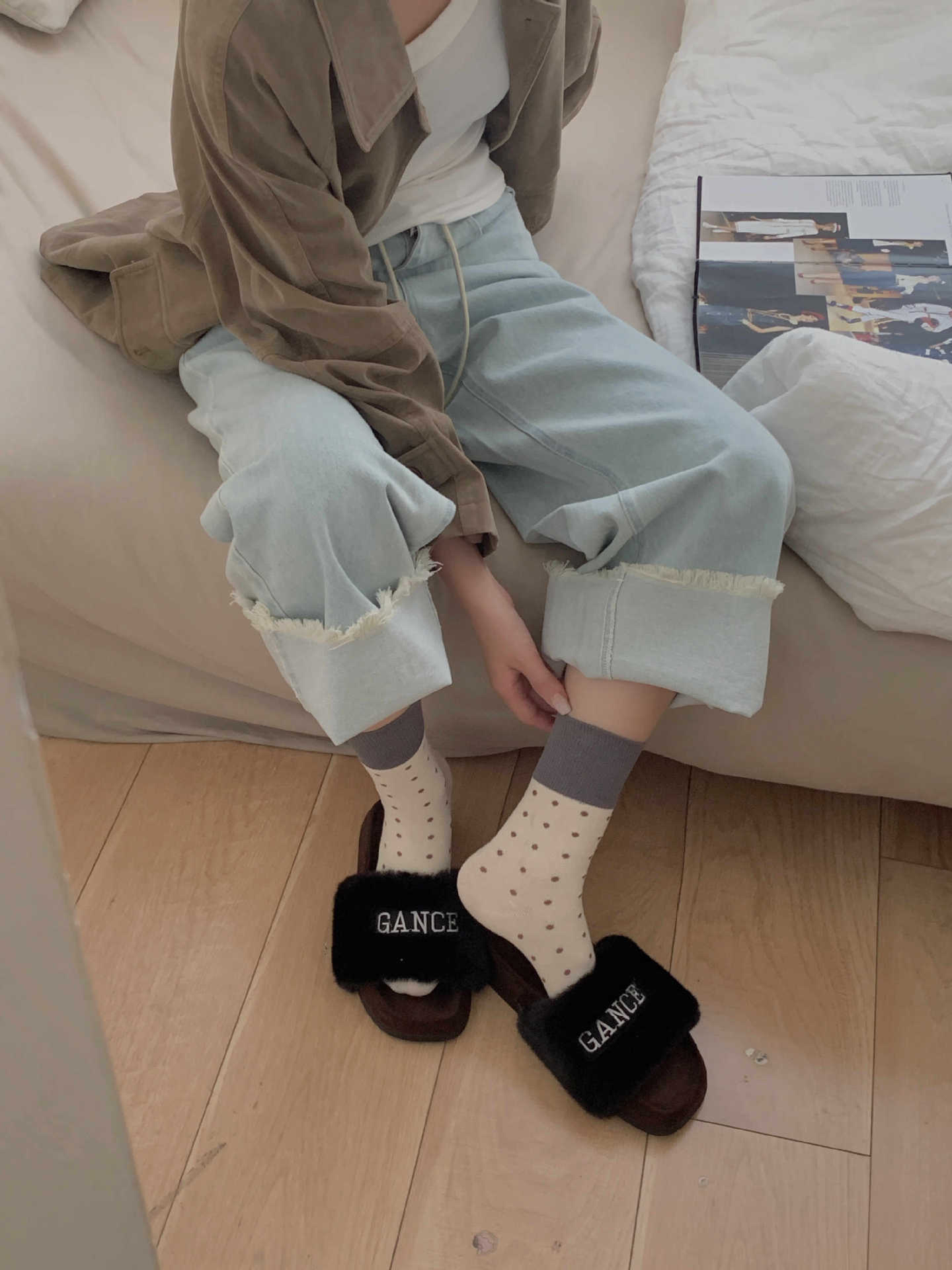 Femmes Style Japonais Pois Coton Crew Socks Une Paire display picture 8