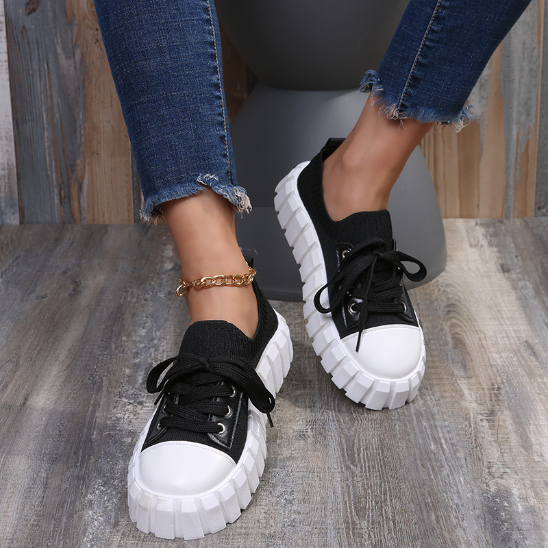 knitted lace-up Thick-soled shoes NSJJX123920