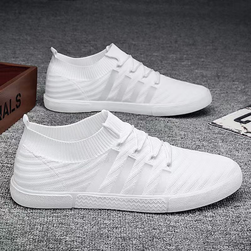 Spring and Summer Breathable Thin Mesh Fly-Knit Men's Slip-On Shoes, Comfortable Lazy Shoes, Color-Blocked Versatile Casual Shoes, Trendy Shoes