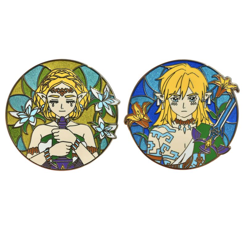 Zelda and Link Metal Brooch Zelda and Link Imitation Enamel Metal Badge Game Accessory Pin