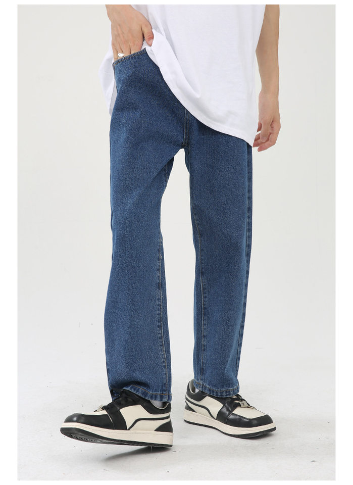 Quần jean nam ống thẳng lửng 9 tấc cạp vừa phong cách Hàn Quốc — Màu xám, Màu đen, Xanh denim, Xanh lam đậm chi tiết 12