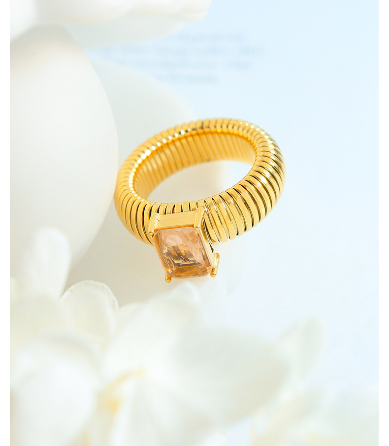 Geometric Pattern PVD Coated Real Gold Plated 18K Gold Geometric 304 Stainless Steel Retro Waterproof Non Tarnish Rings