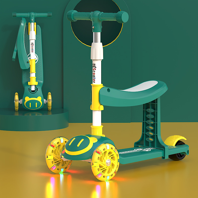 Spot de comercio exterior scooter al por mayor para niños tres en uno sentado y resbaladizo para hombres y mujeres, música para bebés, patinaje ligero