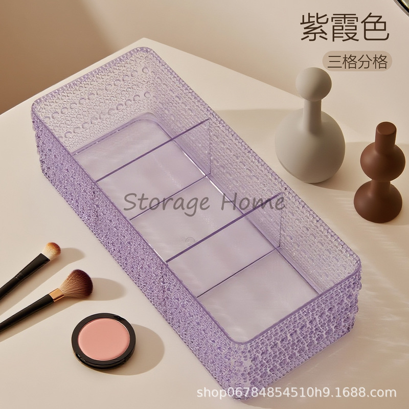 跨境桌面三格分类妆品收纳盒桌面眉笔首饰盒透明化妆盒高档收纳盒|undefined