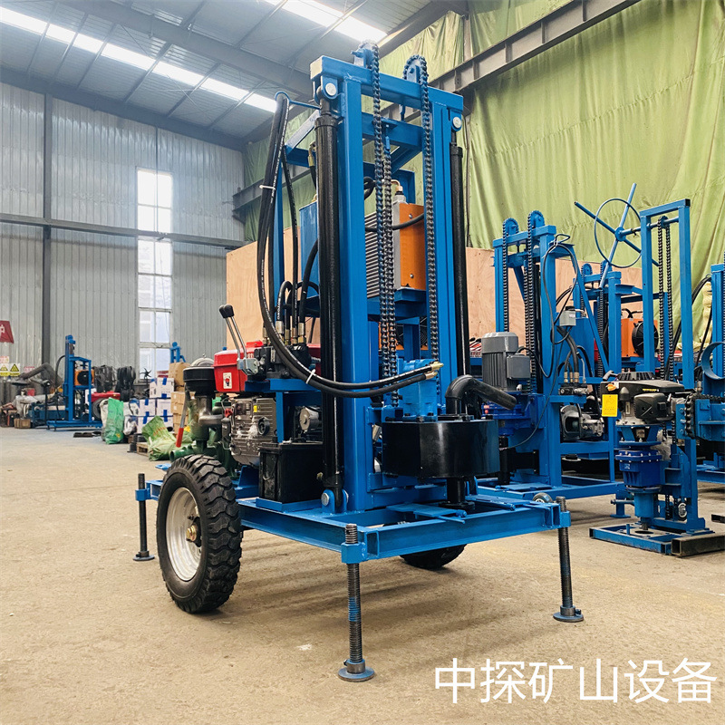 出口双油缸液压打井机 农田灌溉水井钻机 150米轮式钻孔打井设备
