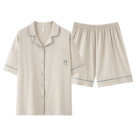 [Antibacterial Xinjiang Cotton] Spring and Summer Cotton Short-sleeved Pajamas for Couples Women Casual Solid Color Men's Home Clothes suit