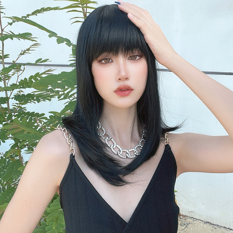 Women's Fashion Street High Temperature Wire Bangs Long Straight Hair Wigs display picture 5