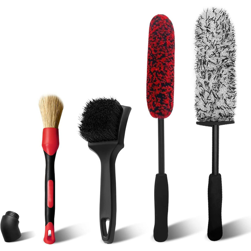 4Pcs Car Wheel Brush Set Anti-Scratch Microfiber Deep Tire Cleaning Brush Detailing Brush Cleaning Set