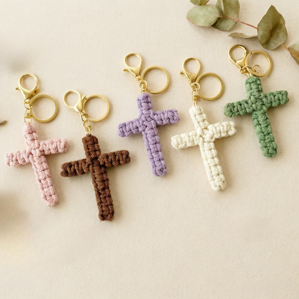 Cross pendant ins decoration holiday decoration hanging ornament cotton rope woven handmade accessory car keychain backpack