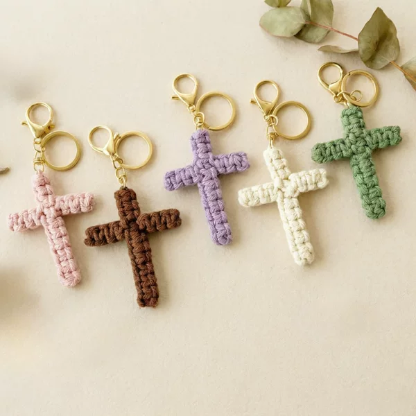 Cross pendant ins decoration holiday decoration hanging ornament cotton rope woven handmade accessory car keychain backpack