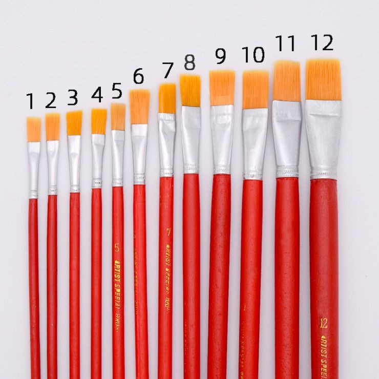批发红杆油画笔尼龙毛水粉丙烯绘画油漆笔描笔毛刷修边油画笔