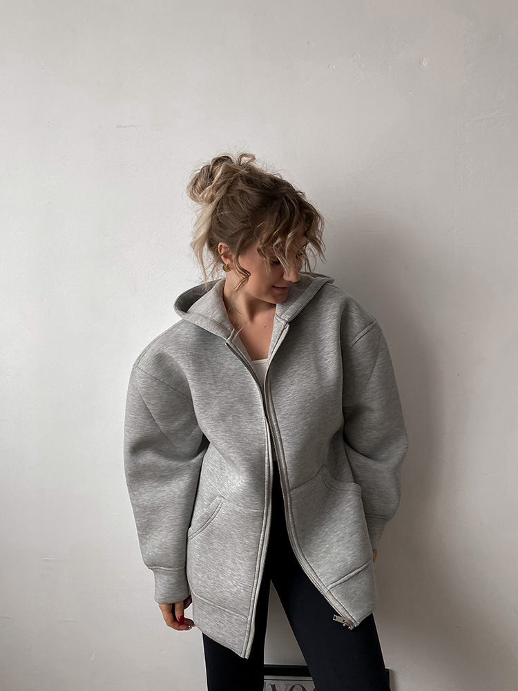 Women's Clothing autumn and winter hooded long sleeved jacket zipper basic jacket new women's casual sweatshirt_voghion.com