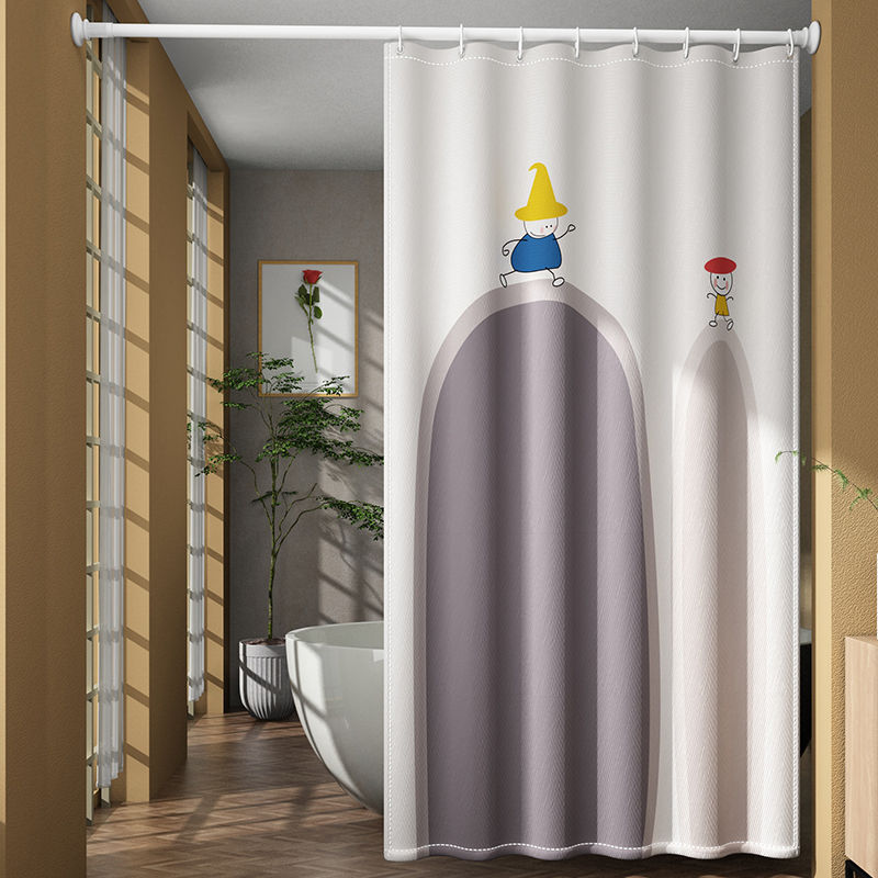 Cortina de ducha poliéster Amazon popular Impresión digital baño húmedo y seco partición impermeable