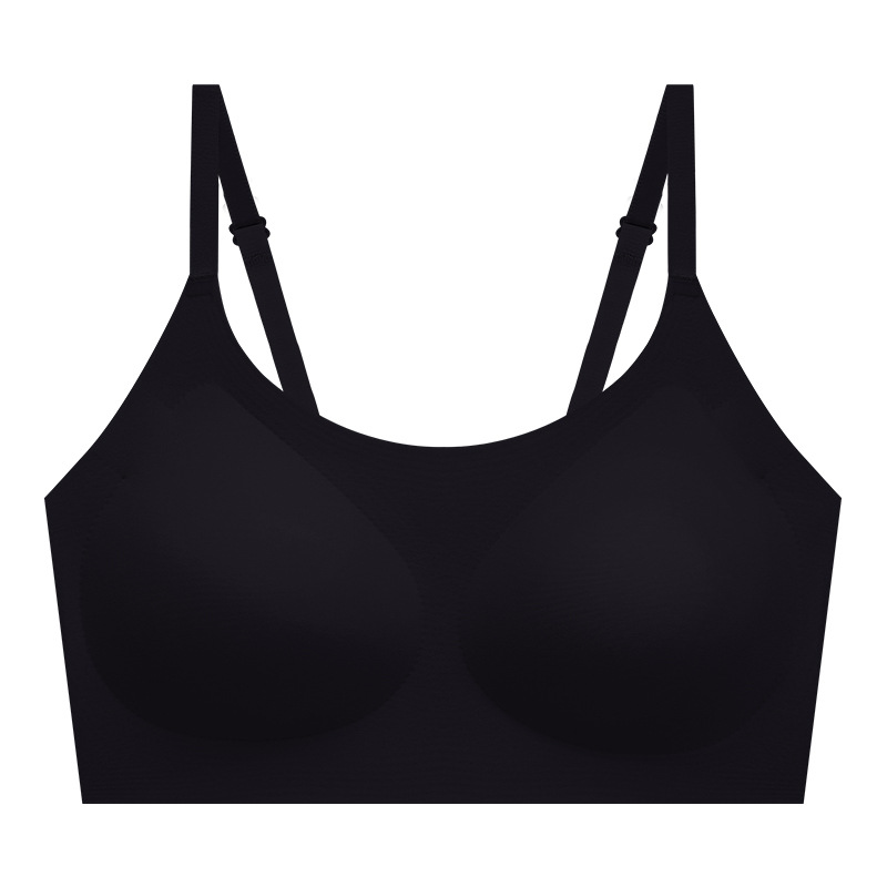 Ropa interior delgada sin marcas para mujeres Pequeño pecho grande sin anillo de acero de elevación de soporte superior ventilado sujetador de pecho fijo taza hermosa espalda