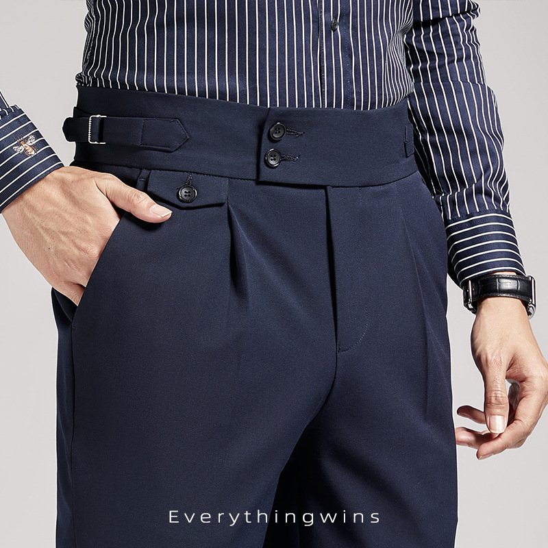 Pantalones cortos para hombre Naples, pantalones de cintura alta, color marrón, corte recto, estilo casual de negocios, ajustados. image 8