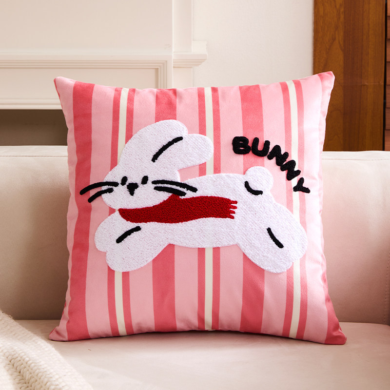 Custom bordado abraza almohada funda dibujos animados lindo dormitorio sala de estar sofá cama cojín ventana flotante almohada de cintura sin núcleo
