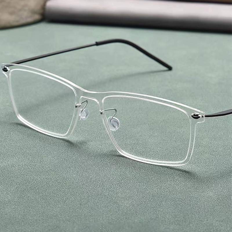 Ultra-light and thin non-oppressive hand-made plate Business Square myopia frame frame men's pure titanium non-screw big face Ultra-light and thin non-oppressive hand-made plate Business Square myopia frame frame men's pure titanium non-screw big face