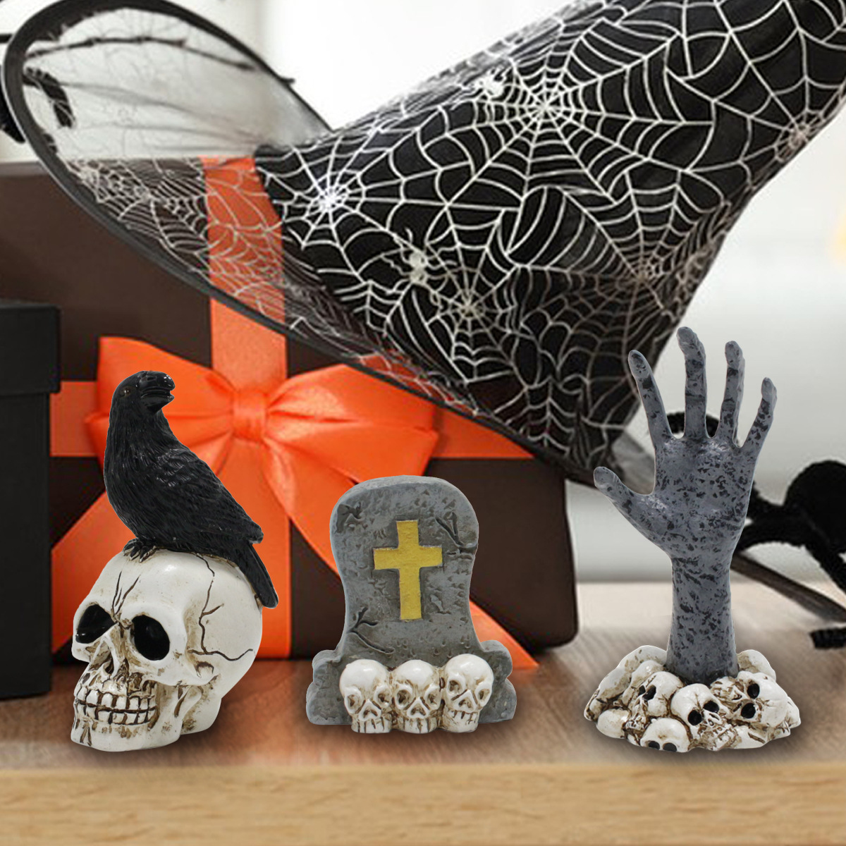 Halloween Decoration Ornaments Crow Ghost Hand Skull Simulation Skull Tombstone Props Ghost Festival Garden Skull Ornaments