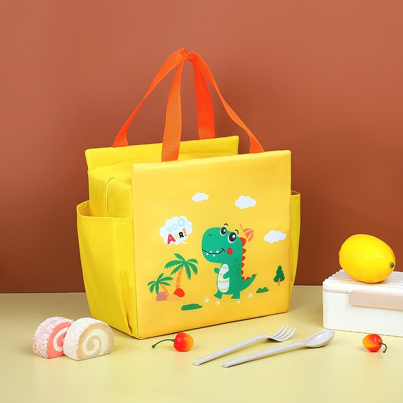Bolsa de aislamiento térmico portátil de doble bolsillo de dibujos animados bolsas de almuerzo gruesas de aluminio bolsas de almuerzo para llevar al trabajo y la escuela bolsas de almuerzo bolsas de hielo transfronterizas
