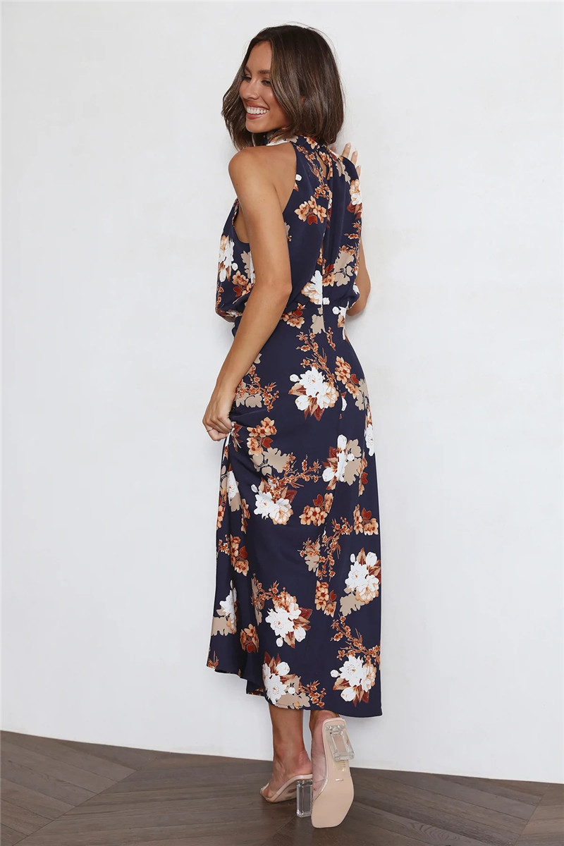 Women's Regular Dress Elegant High Neck Printing Sleeveless Flower Midi Dress Daily display picture 8