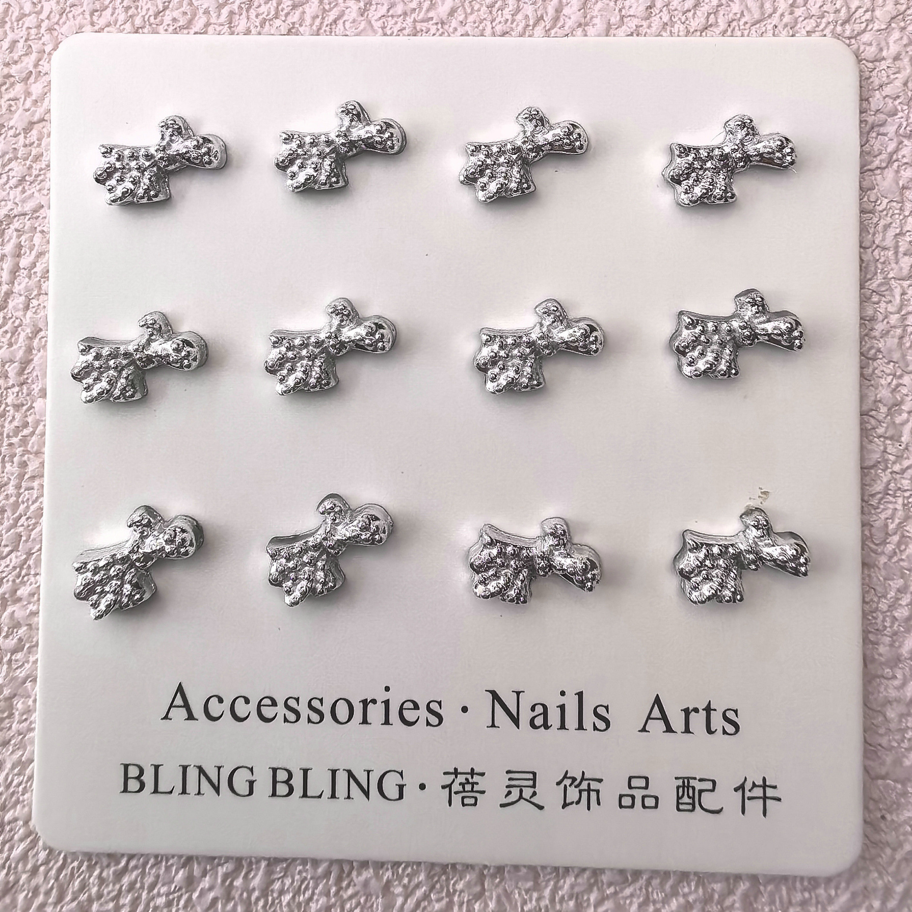 银色树脂美甲饰品批发法国德国意大利罗马尼亚西班牙欧洲跨境电商