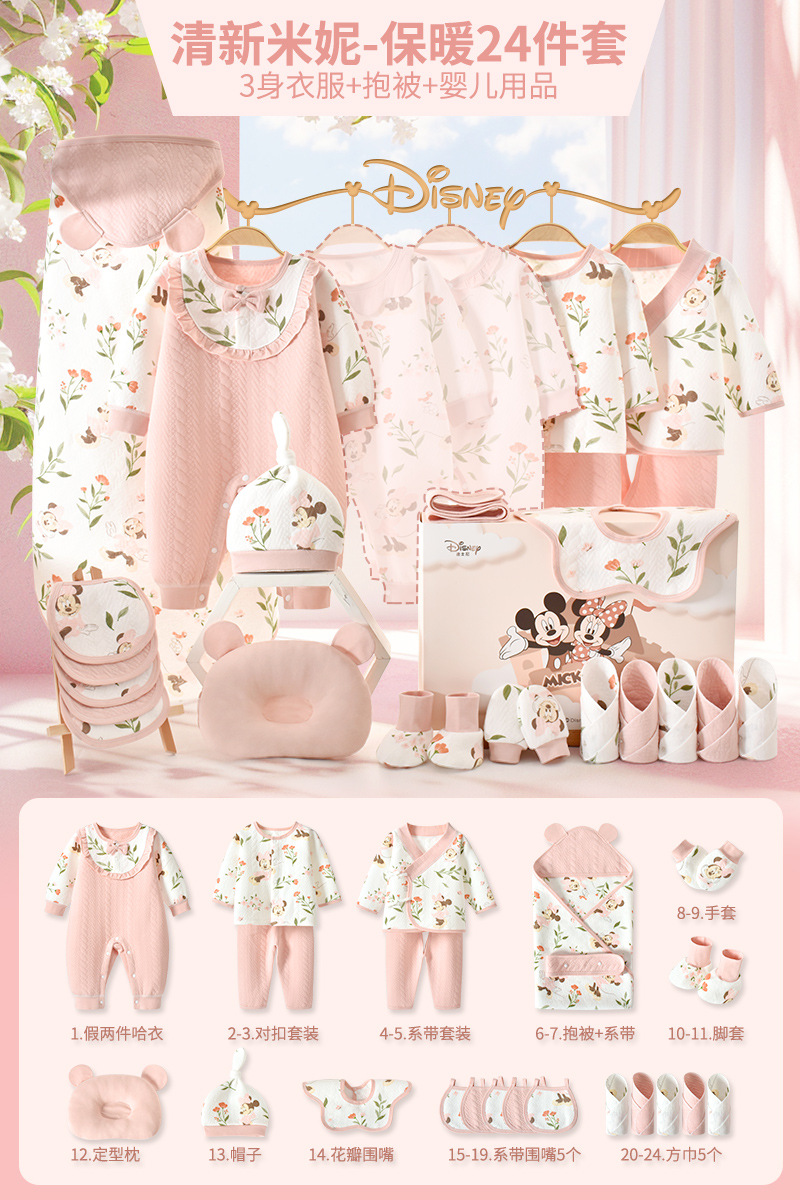 ディズニー ベビーギフトボックス 新生児服 純綿セット 新生児 女の子 満月祝いギフト 高級