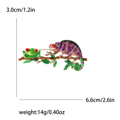 Fashion Enamel Oil Drop Chameleon Frog Brooch Niche Simple Animal Pin Ladies Clothing Accessories (Yaxa sancaqları) - purple-4272