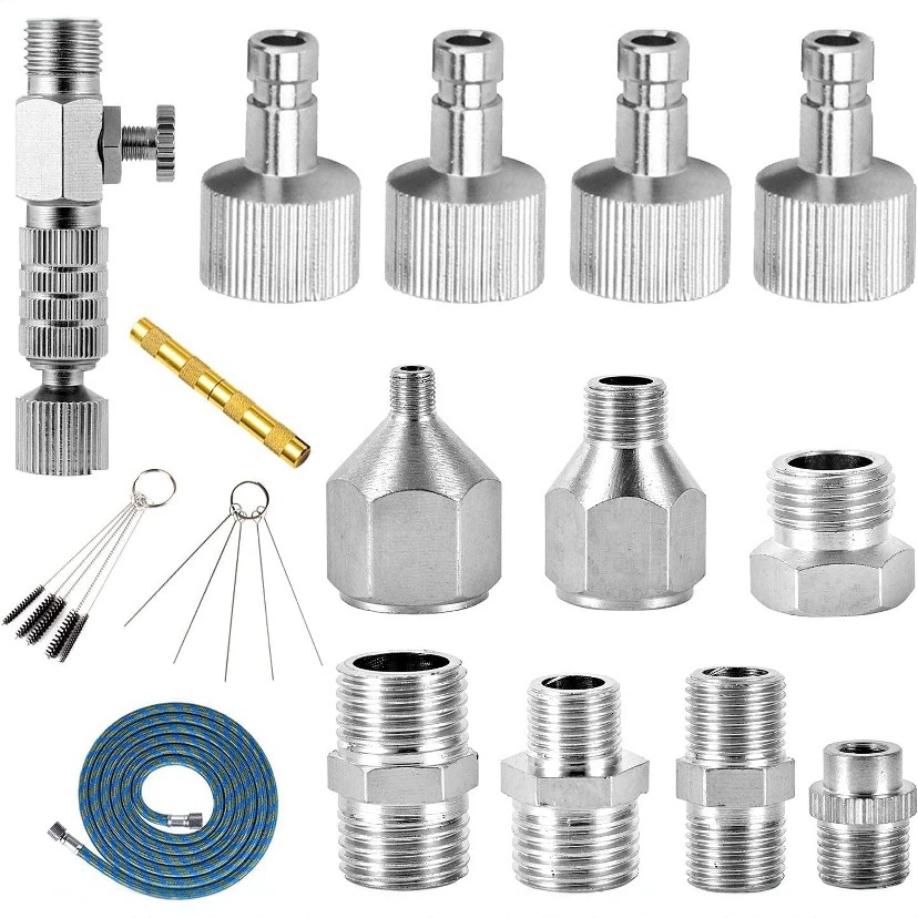 16 шт., набор аксессуаров для аэрографа, разъем для аэрографа, быстроразъемный разъем, инструмент для ремонта аэрографа, распылитель для чистки
