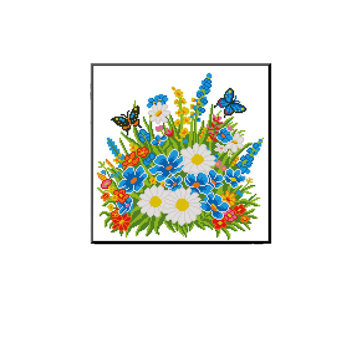 Nuevo cross-border 2026 flores mariposa danza dos plantas frescas simples flores materiales pequeños de bordado cruzado image 5