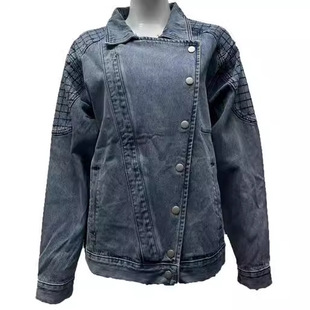 Women's Autumn Winter Vintage Denim Coat Women's Slim Tops Zipper Breasted Design Top Long Sleeve Fashion