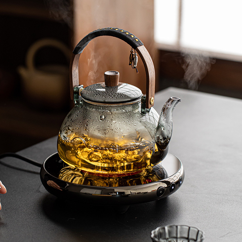 蒸茶壶提梁壶玻璃煮茶器办公室蒸煮两用煮茶壶单壶电陶炉专用