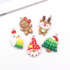 漫画クリスマスツリー老人ヘラジカ雪だるまアクセサリーペンダントdiyクリスマスかわいいイヤリングネックレスキーホルダーアクセサリー