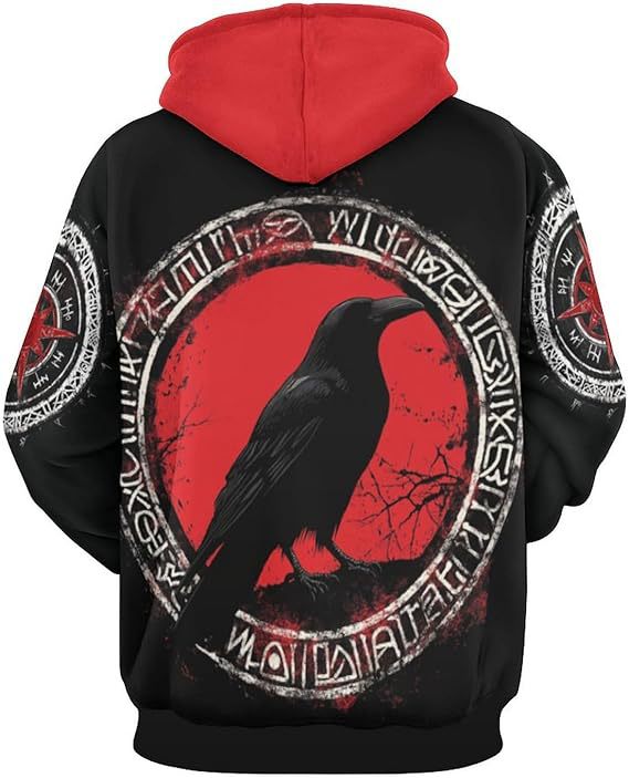 Sweat à capuche imprimé numérique 3D pour homme, avec transfert thermique et motif aigle tridimensionnel._voghion.com