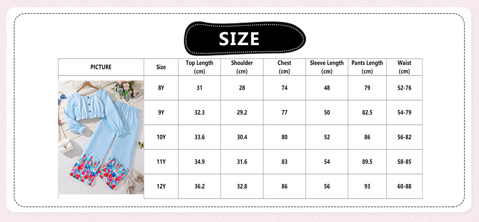 Mädchen Set Mit Gestreiftem Oberteil Und Floraler Hose_voghion.com