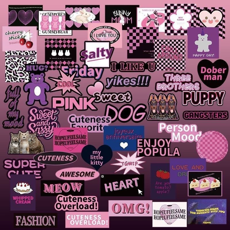 52 американских черных фиолетовых английских стикеров для мобильных телефонов чехол для личных канцелярских товаров для украшения чашки для воды холодильник водонепроницаемый наклейка