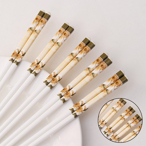 New style ceramic chopsticks, camellia nano glaze, easy to clean, not prone to mold, no paint, no wax, easy to clean, light luxury style