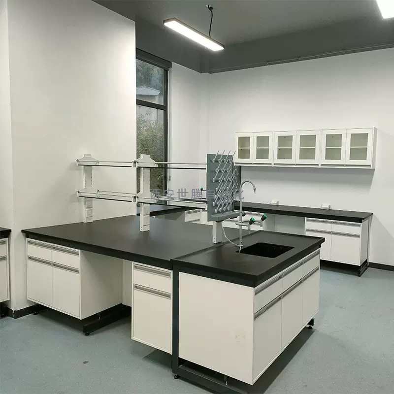 实验台钢木试验台标准3米中央操作台带水槽试剂架实验边台吊柜