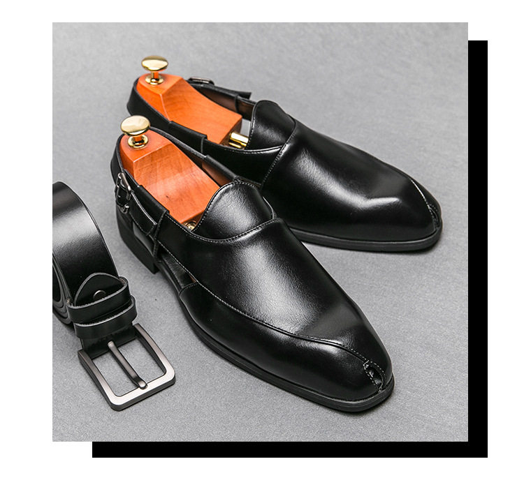 Giày sandal da nam cỡ lớn mũi vuông, quai ngang khóa cài, thoáng khí nhẹ nhàng — 5671 màu nâu, 5671 màu đen chi tiết 5