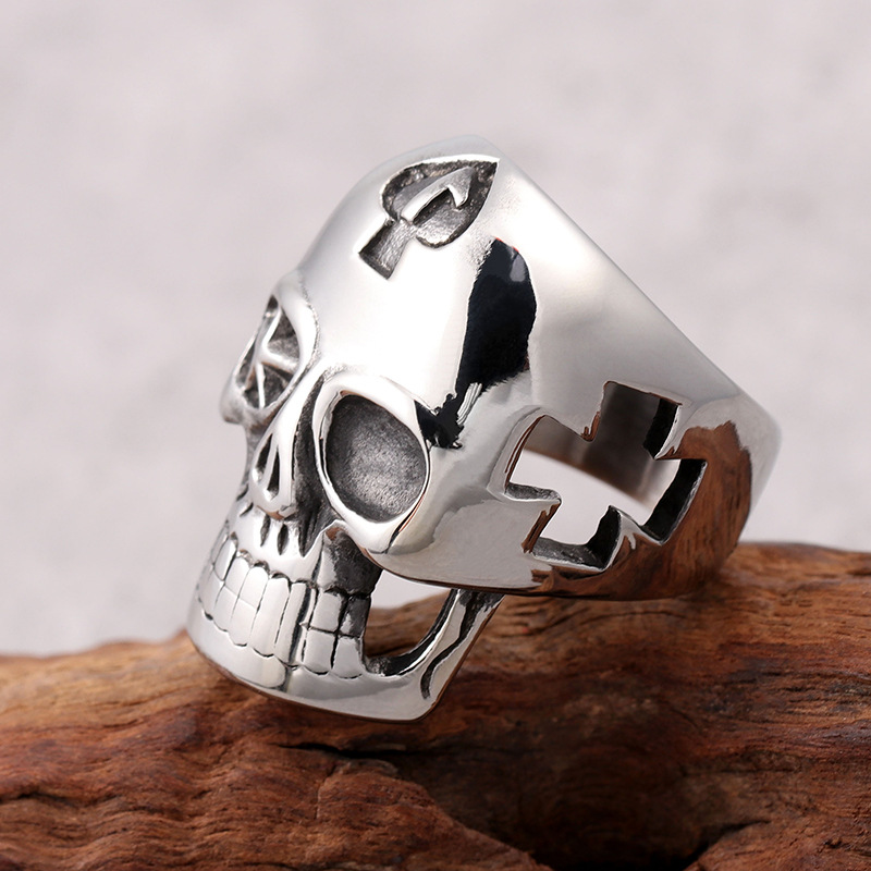 Punk Skull Titanium Steel Plating Men's Rings display picture 6