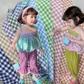 细格子面料 朝阳格 连衣裙童装 餐桌布背景布包包领结 手作布料