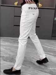 Spring and Autumn Fashion High-end European and American Fashion Brand Black Jeans Men's Slim-fit Stretch Casual Trendy Leg Trousers