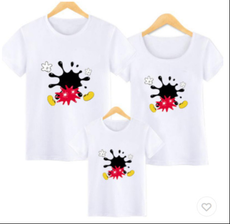 Exquisite Pattern Printed Cotton T-Shirt Summer Fashion Casual Men's and Women's Tops Family Wear Customized by Customers