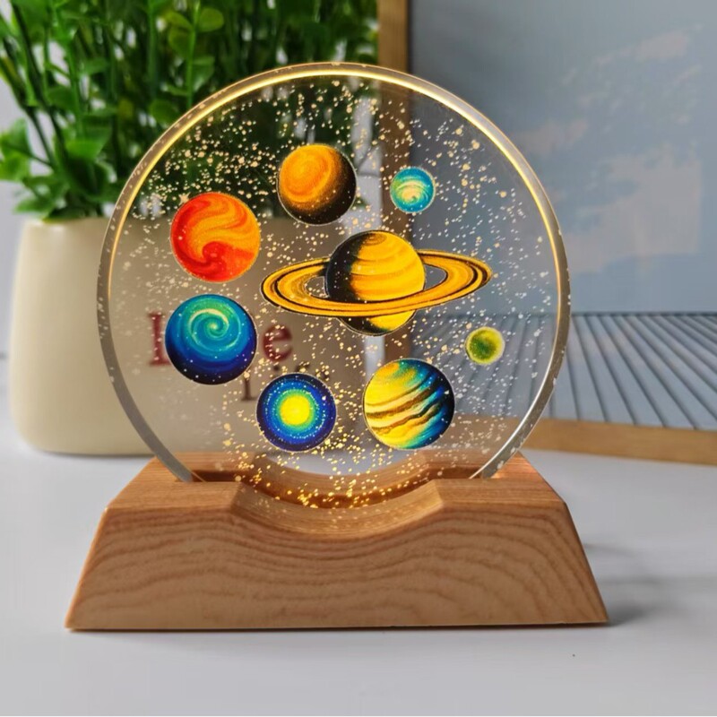 星空宇宙銀河 3D 立体レーザーカラー印刷内彫刻クリスタルボール発光ナイトライト装飾品|undefined