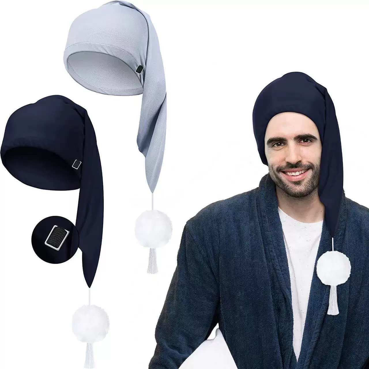 Новая мужская шляпа длинная с белым меховым шаром, sleeping hat, можно подстроить под родительско-детскую модель