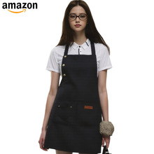 家用厨房帆布防水耐脏围裙三扣调节logo印字宣传餐饮烘培工作服女