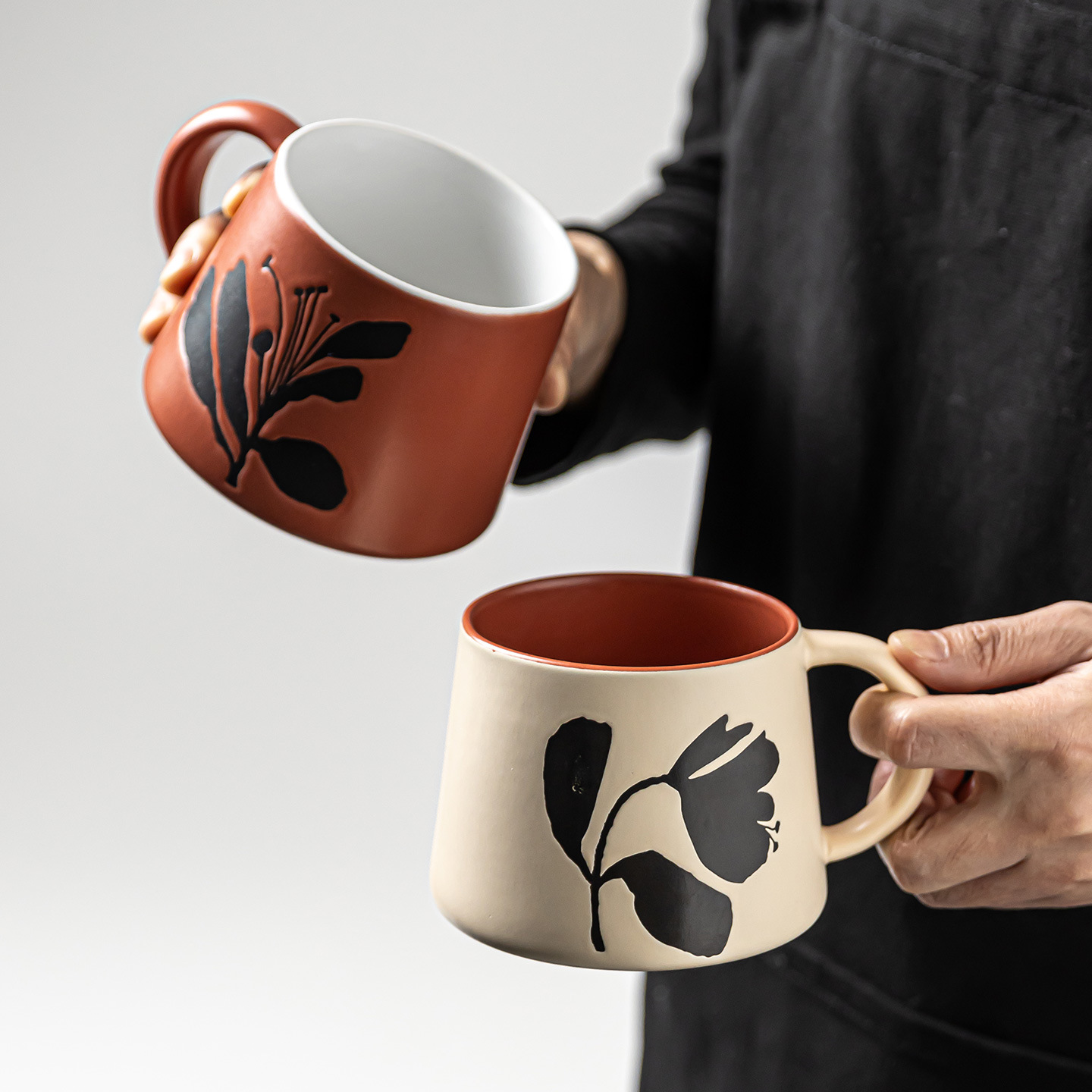 retro ceramic capacious coffee Japanese tea cup for home use