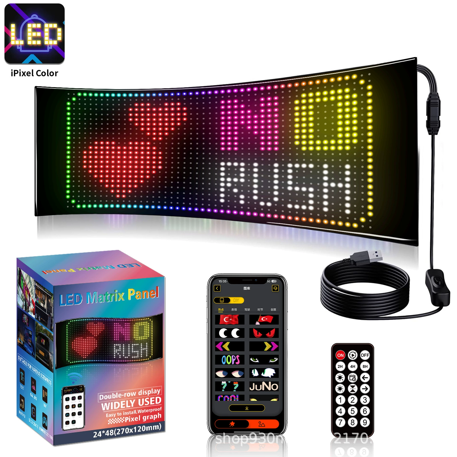 Гибкий LED-экран, мягкий экран, дверной/оконный наружный рекламный дисплей, двурядный показ, прокрутка, управление содержимым через приложение