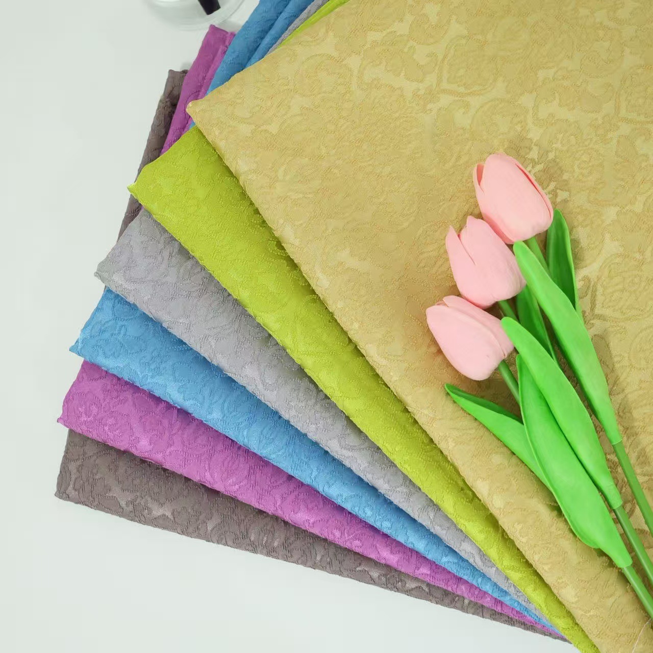 暗纹爱心牛角提花面料女童裙子汉服连衣裙舞台大袖衫印花底布面料