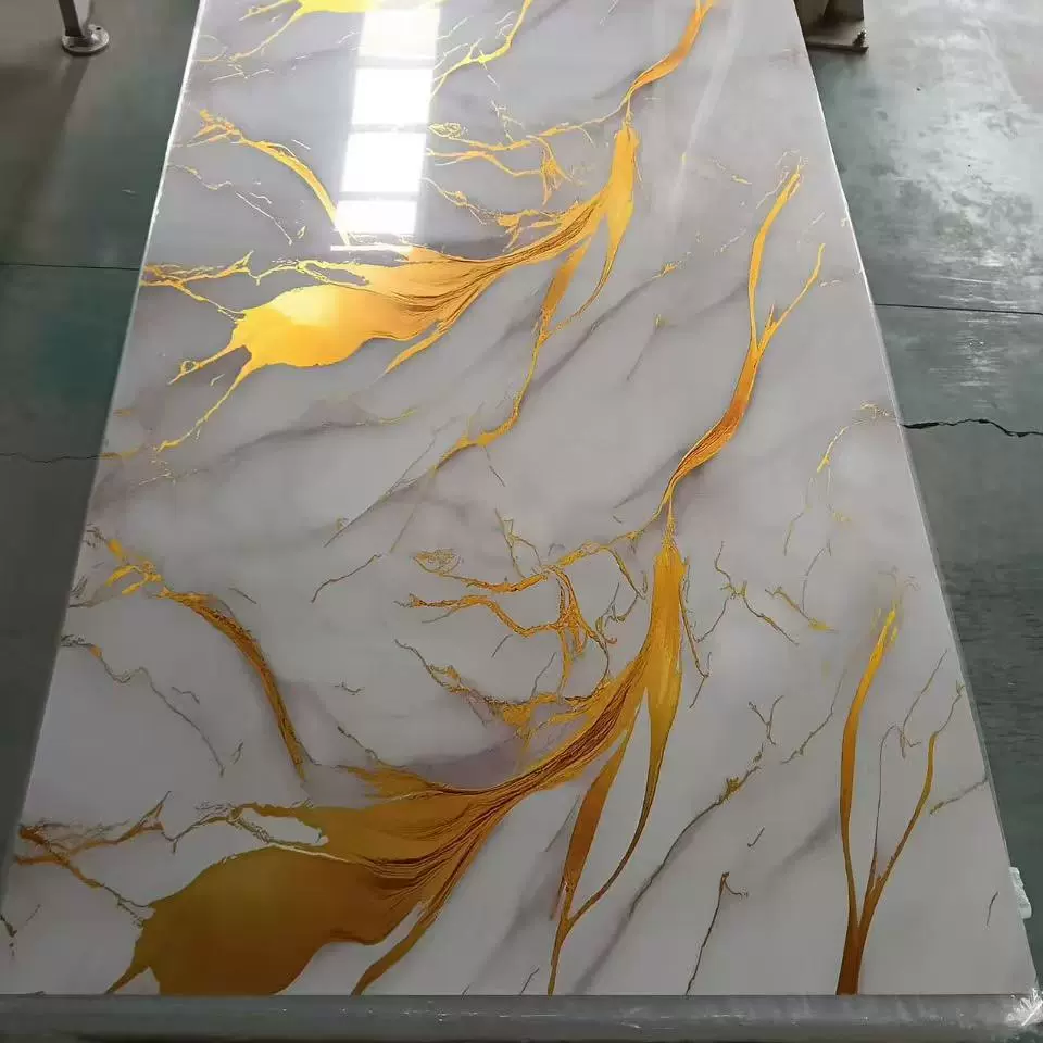 打印UV板仿大理石墙板板材防水阻燃电视背景装饰板石塑内墙轻奢风